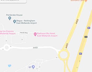 Map of East Midlands Airport