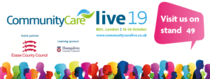 A banner advertising the Community Care Live Event