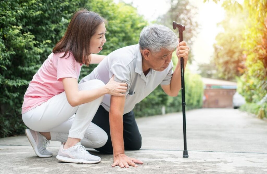 man falling from weakness associated with dementia