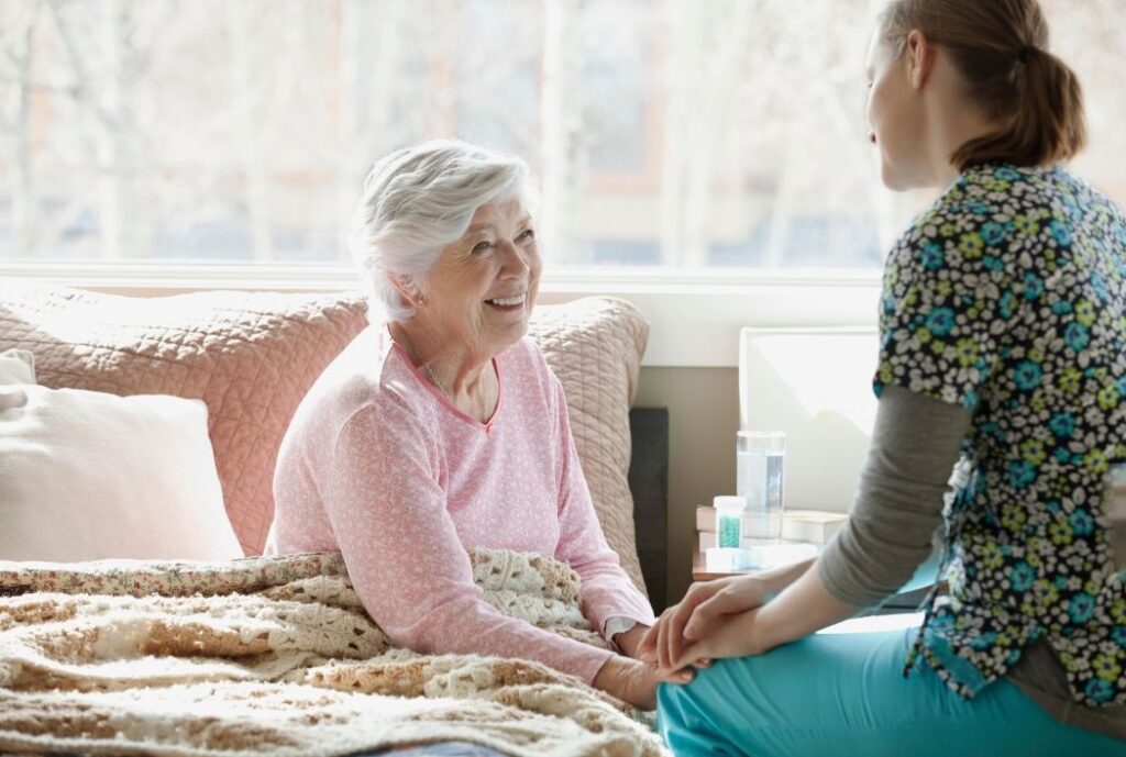 elderly woman having live in care