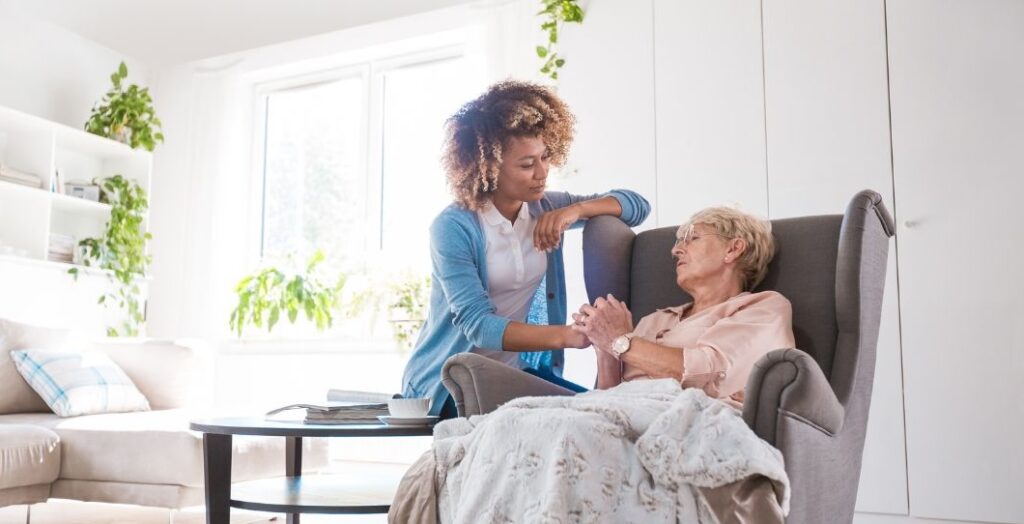 woman having live-in care at home